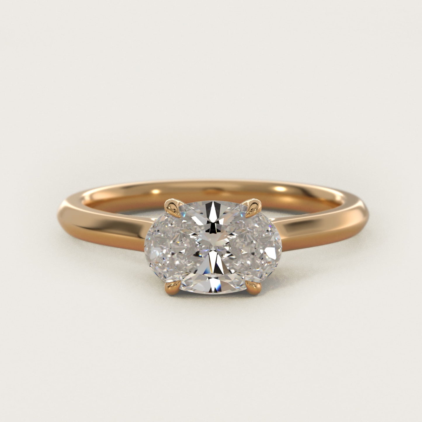 East West Solitaire in 14k Yellow Gold - Oval Center