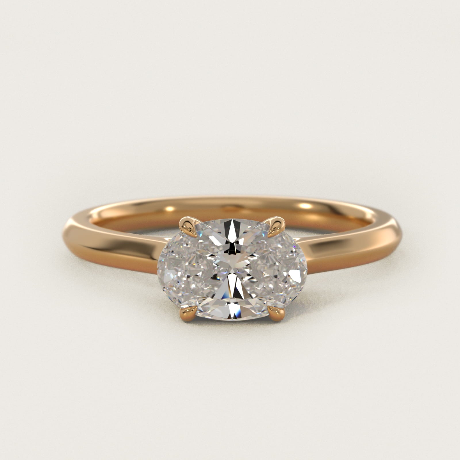 East West Solitaire in 14k Yellow Gold - Oval Center