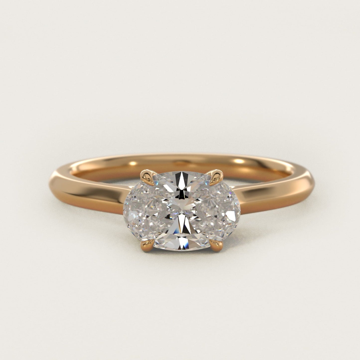 East West Solitaire in 18k Yellow Gold - Oval Center