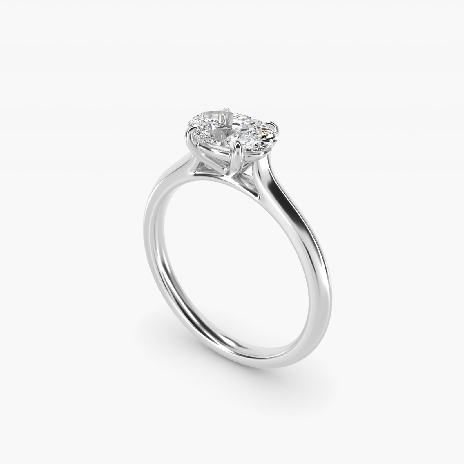 East West Solitaire in Platinum - Oval Center