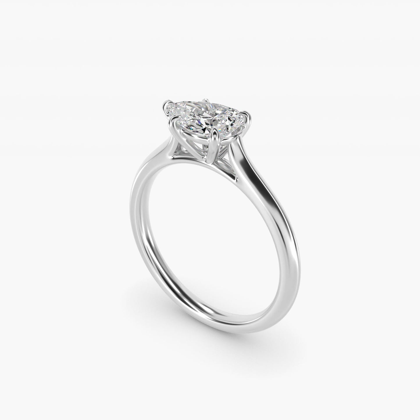East West Solitaire in 14k White Gold - Pear Center