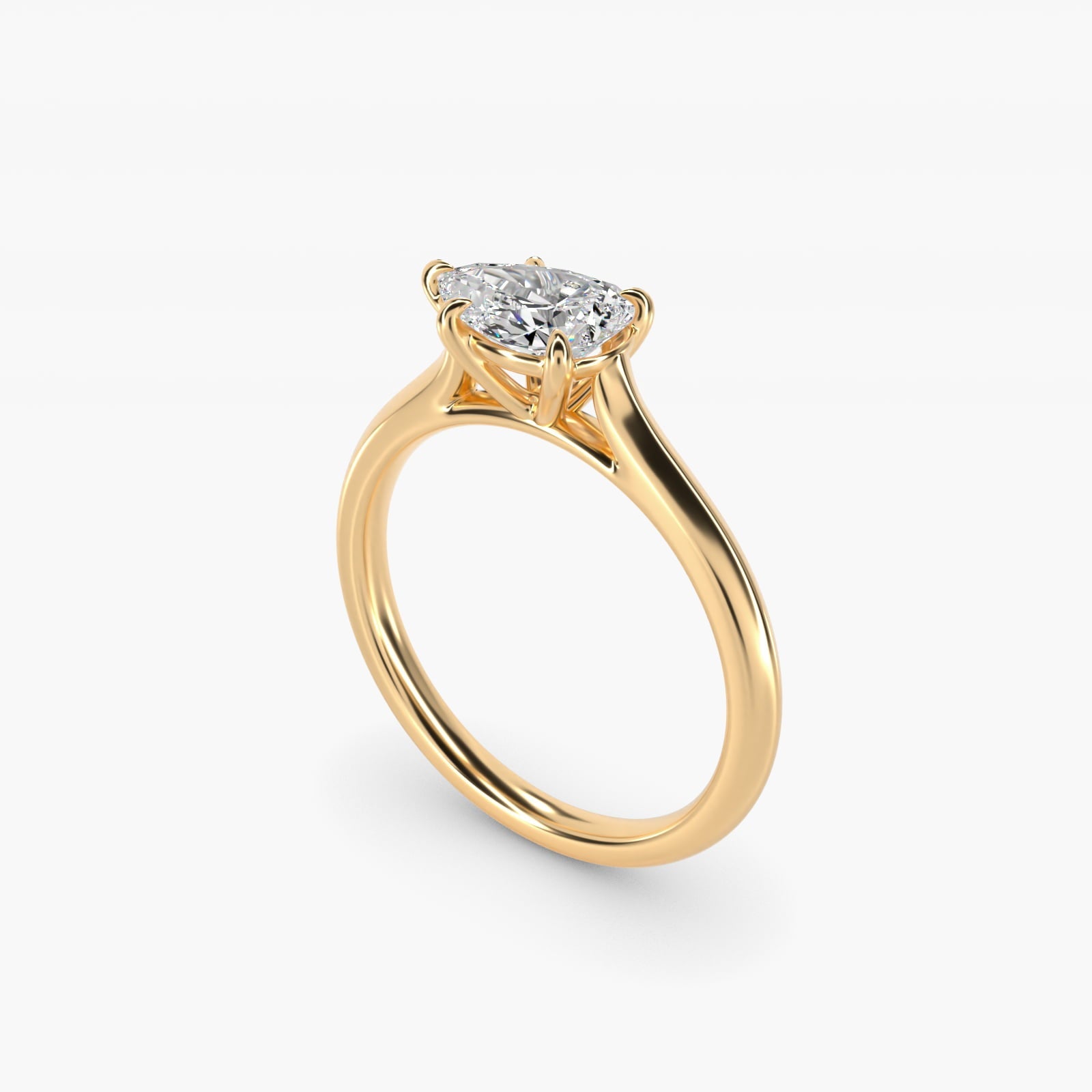 East West Solitaire in 18k Yellow Gold - Pear Center