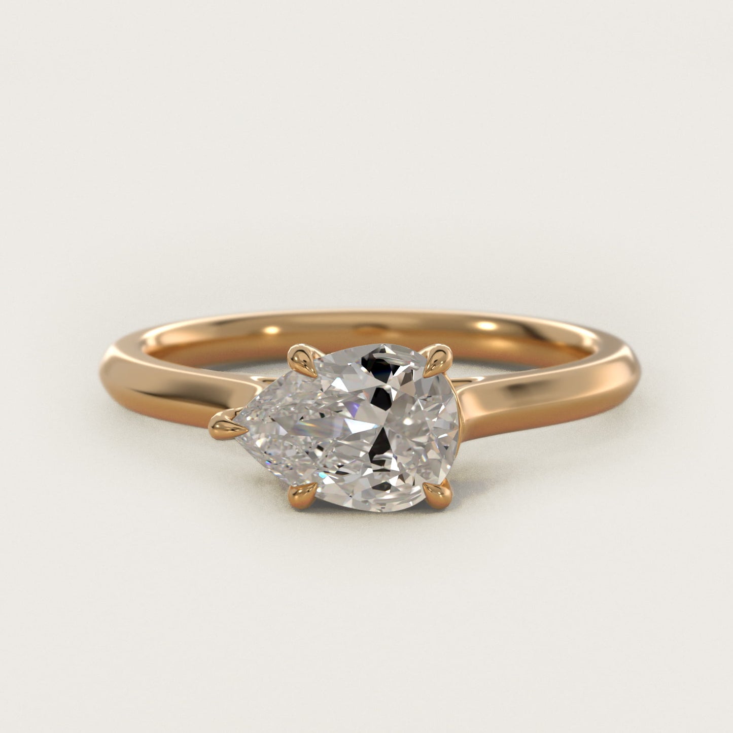 East West Solitaire in 14k Yellow Gold - Pear Center