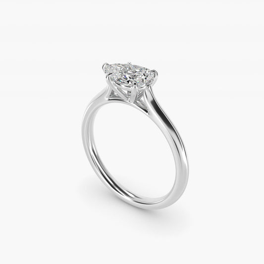 East West Solitaire in Platinum - Pear Center