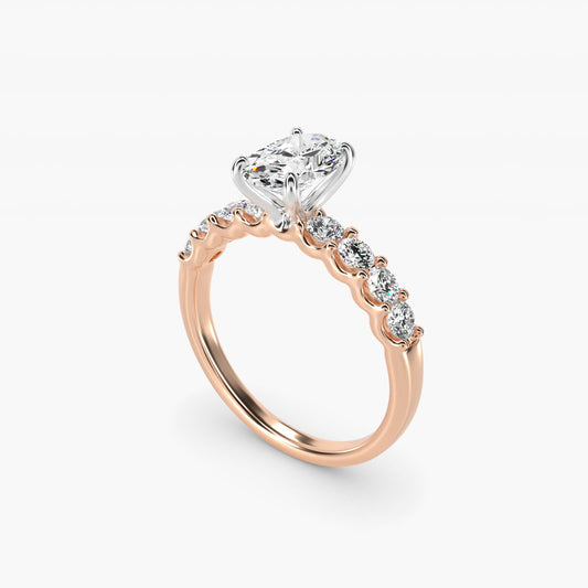 Eight Stone Contour Side Stone Diamond Shared Prong Engagement Ring In 14K Rose Gold By James Allen - Oval Center