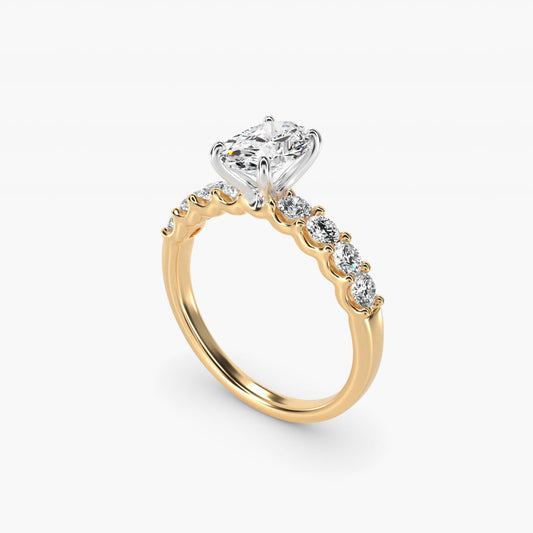 Eight Stone Contour Side Stone Diamond Shared Prong Engagement Ring In 18k Yellow Gold By James Allen - Oval Center