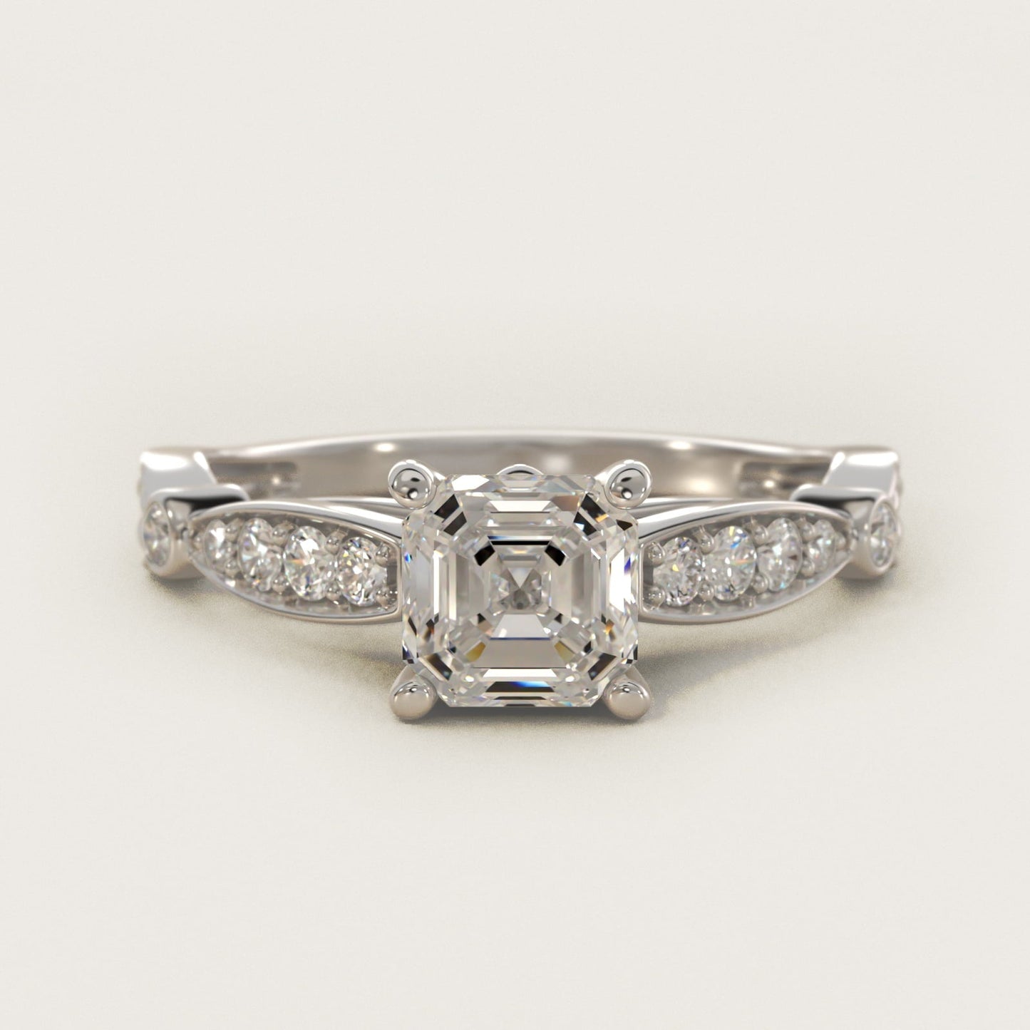 Embossed Vintage-Style Engagement Ring In Platinum By James Allen - Asscher Center