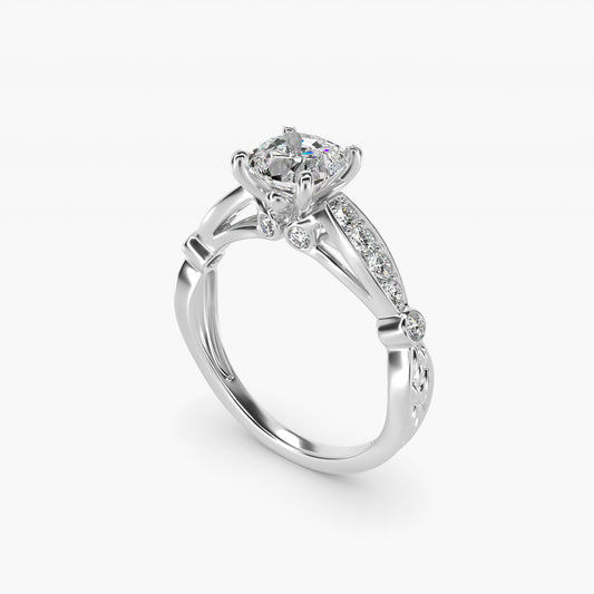 Embossed Vintage-Style Engagement Ring In 14K White Gold By James Allen - Cushion Center