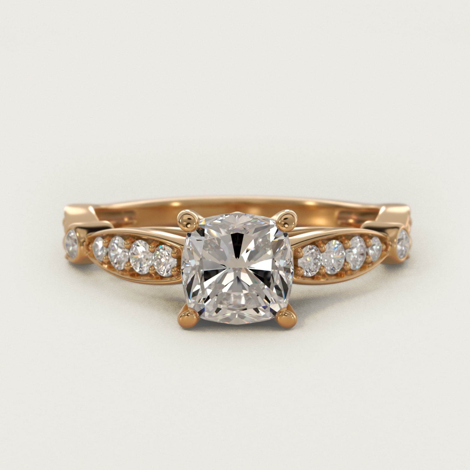 Embossed Vintage-Style Engagement Ring In 18k Yellow Gold By James Allen - Cushion Center
