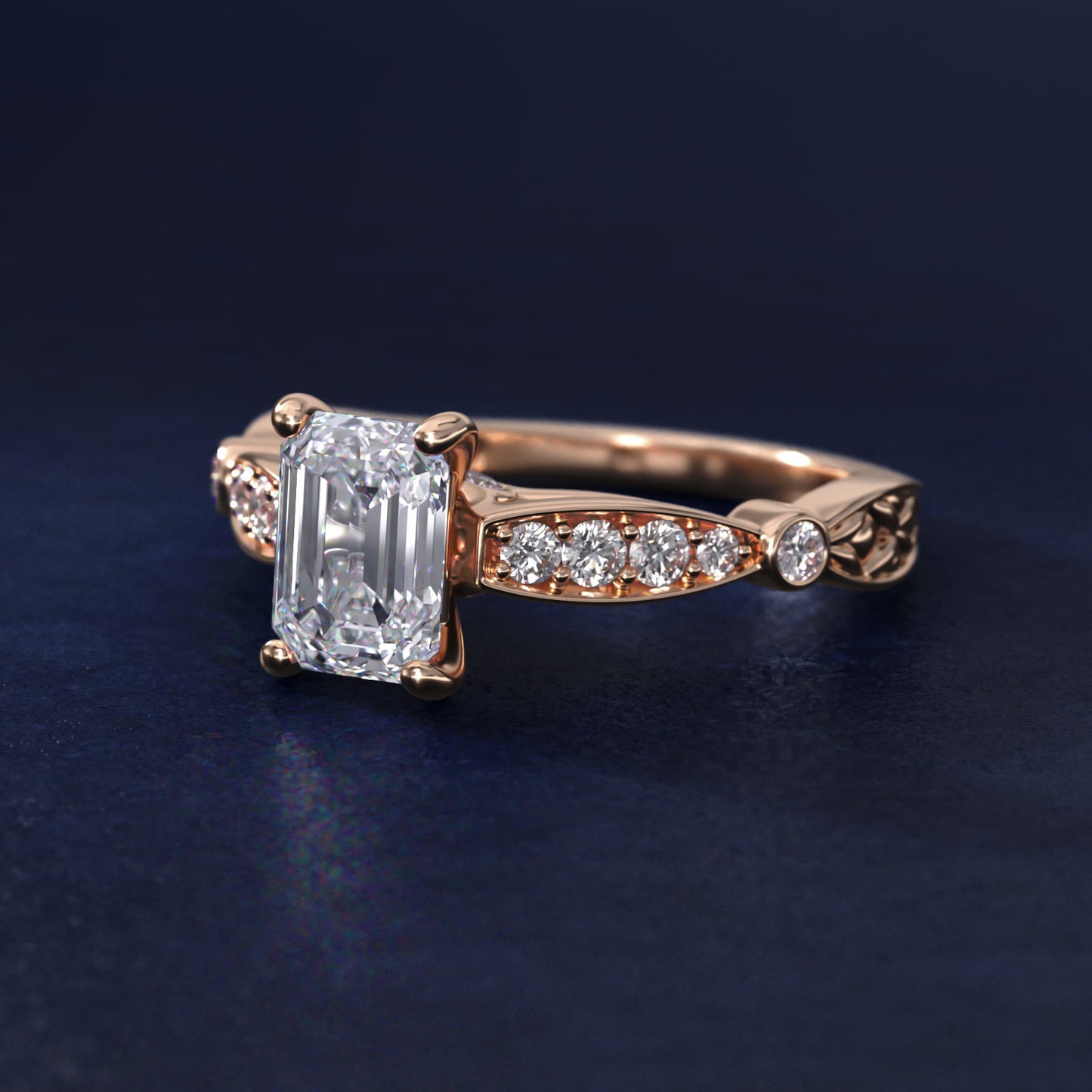 Embossed Vintage-Style Engagement Ring In 14K Rose Gold By James Allen - Emerald Center