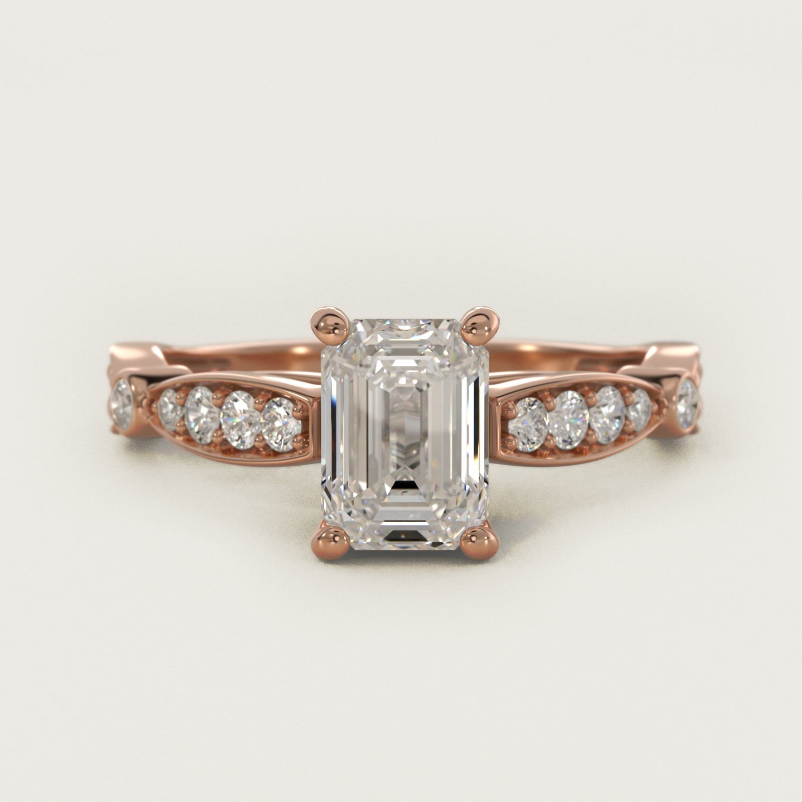 Embossed Vintage-Style Engagement Ring In 18k Rose Gold By James Allen - Emerald Center