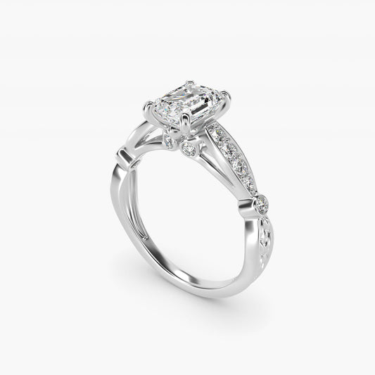 Embossed Vintage-Style Engagement Ring In 14K White Gold By James Allen - Emerald Center