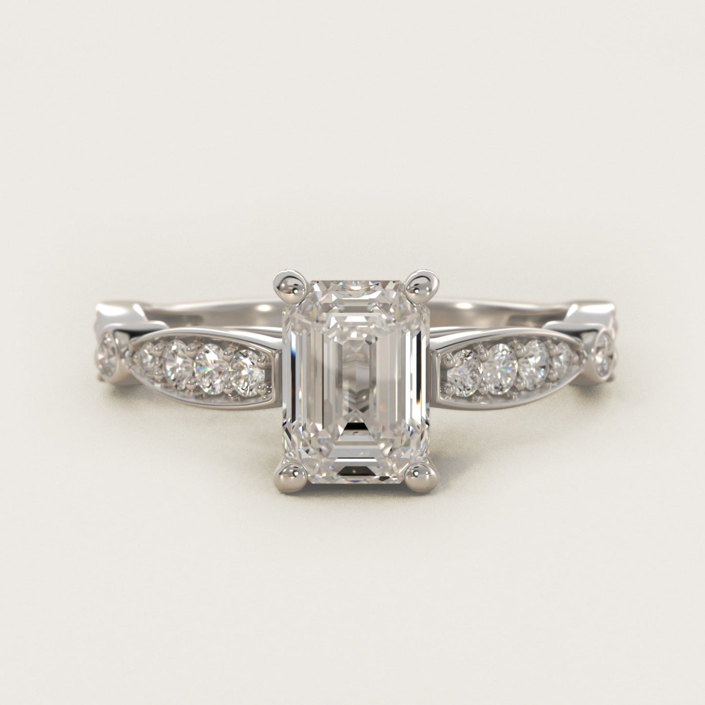 Embossed Vintage-Style Engagement Ring In Platinum By James Allen - Emerald Center