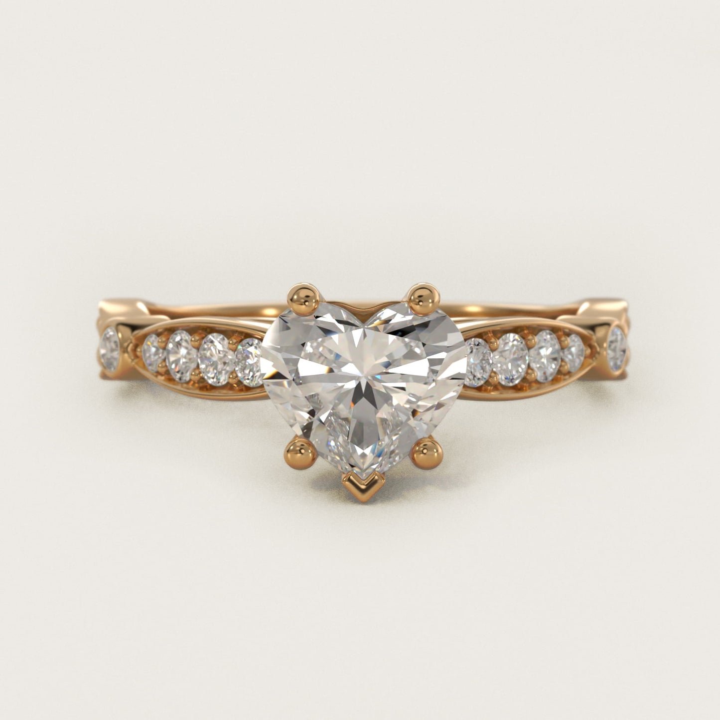 Embossed Vintage-Style Engagement Ring In 14K Yellow Gold By James Allen - Heart Center