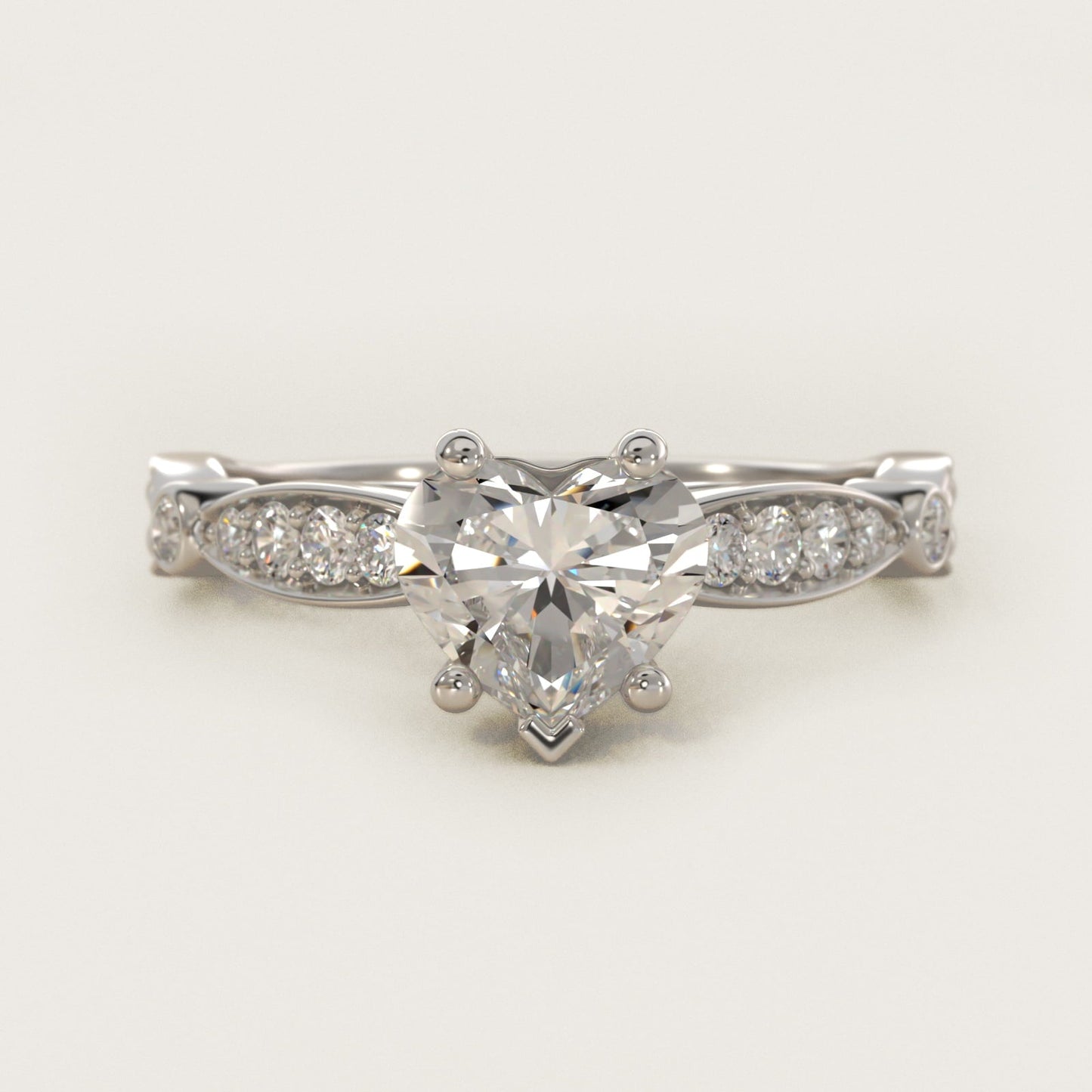 Embossed Vintage-Style Engagement Ring In Platinum By James Allen - Heart Center