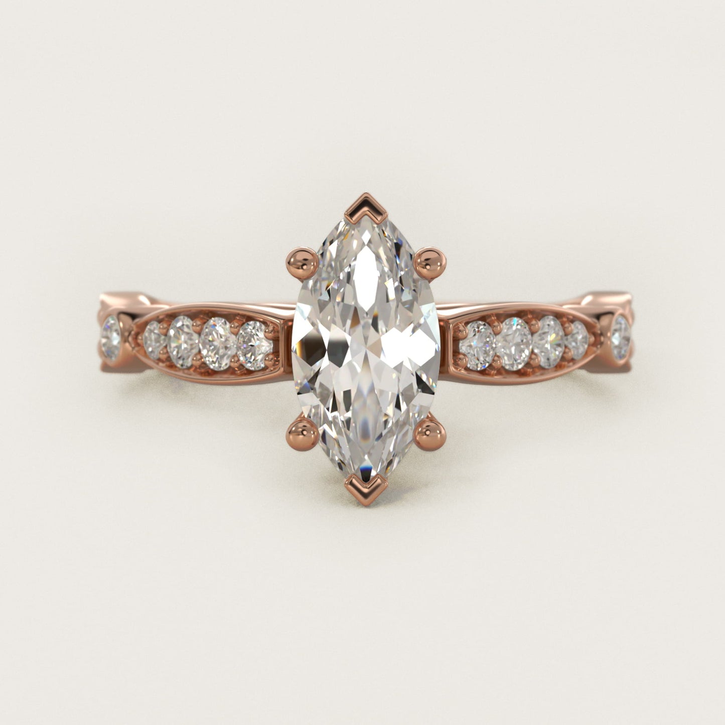Embossed Vintage-Style Engagement Ring In 14K Rose Gold By James Allen - Marquise Center