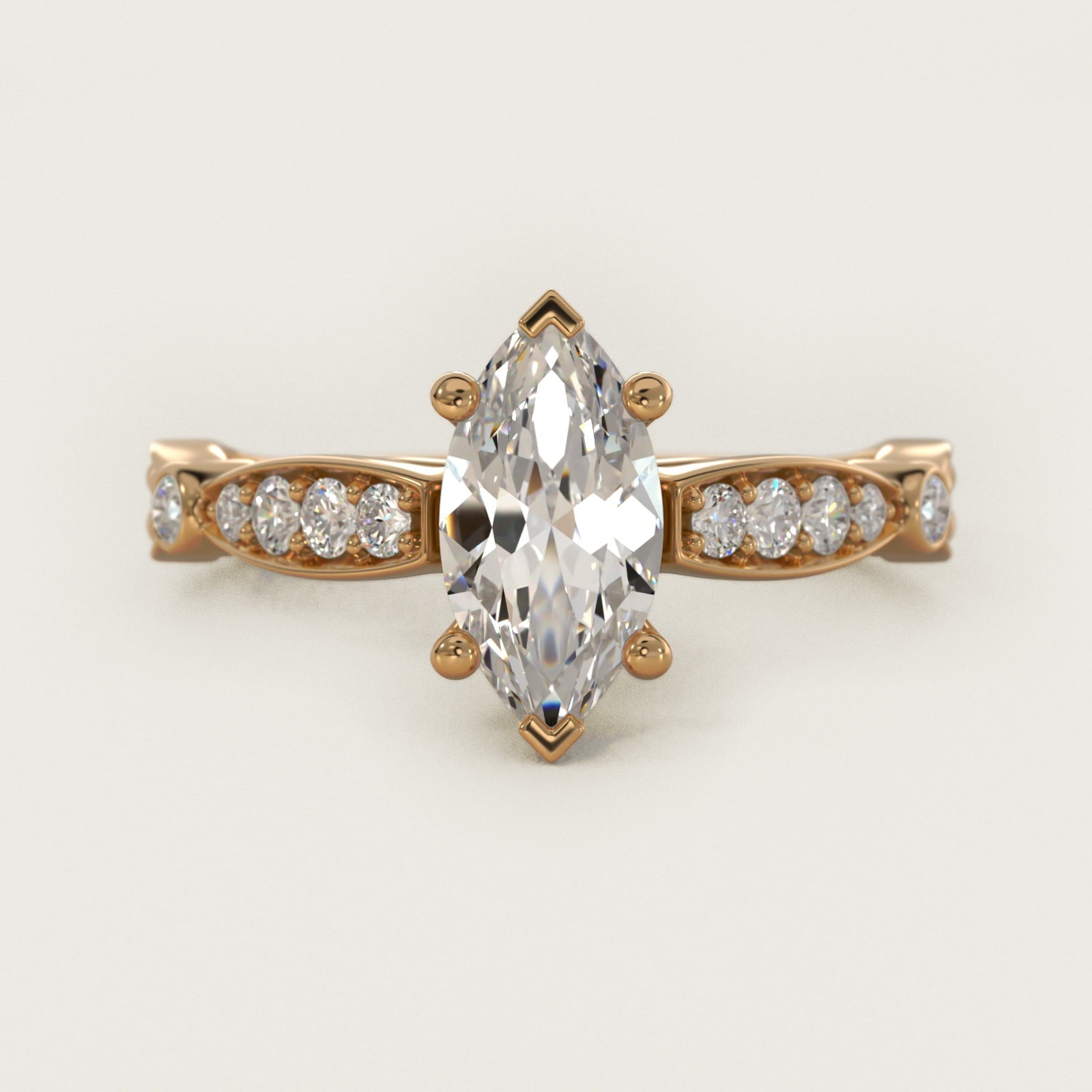 Embossed Vintage-Style Engagement Ring In 18k Yellow Gold By James Allen - Marquise Center
