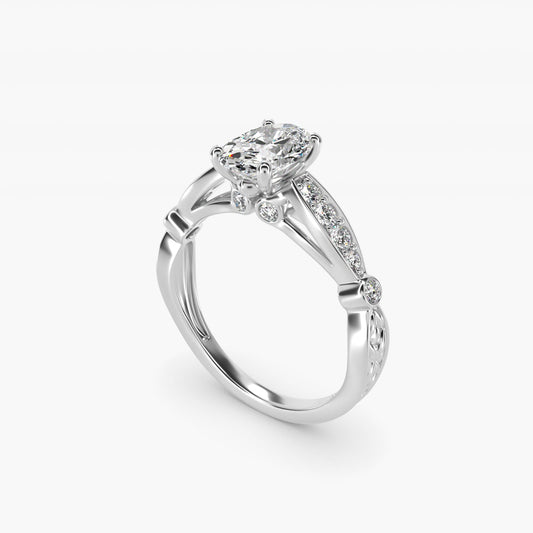 Embossed Vintage-Style Engagement Ring In Platinum By James Allen - Oval Center
