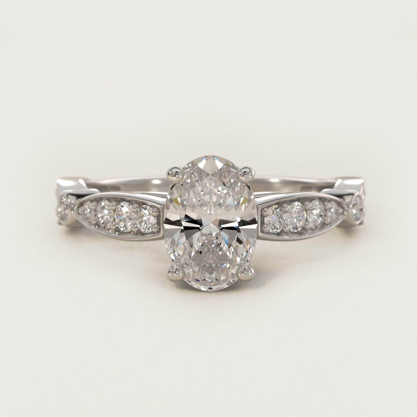 Embossed Vintage-Style Engagement Ring In Platinum By James Allen - Oval Center