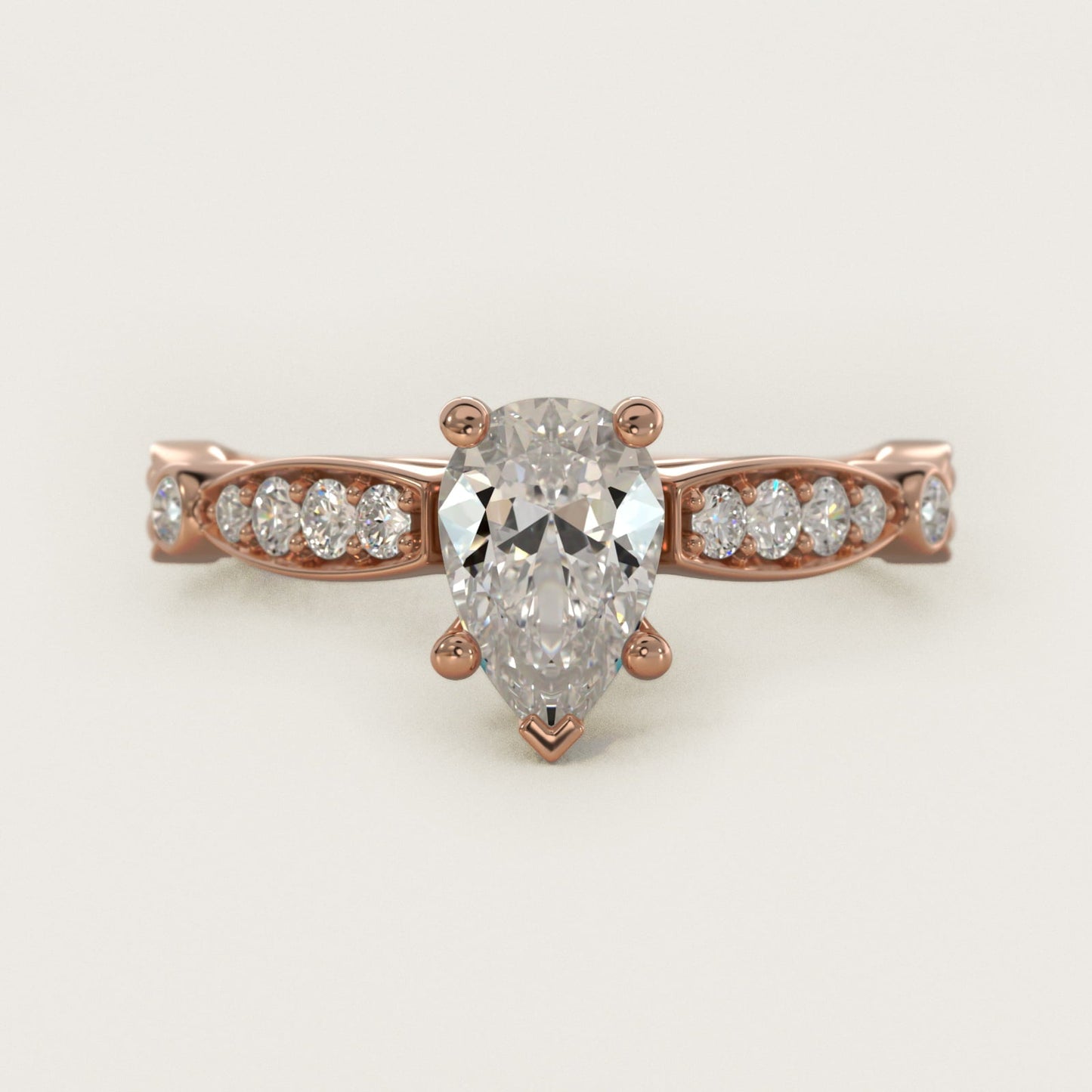Embossed Vintage-Style Engagement Ring In 18k Rose Gold By James Allen - Pear Center