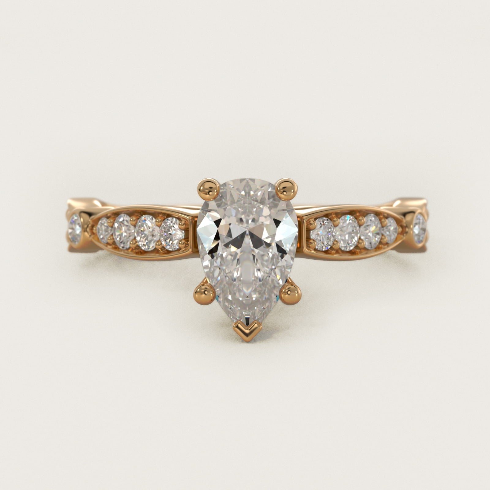 Embossed Vintage-Style Engagement Ring In 14K Yellow Gold By James Allen - Pear Center