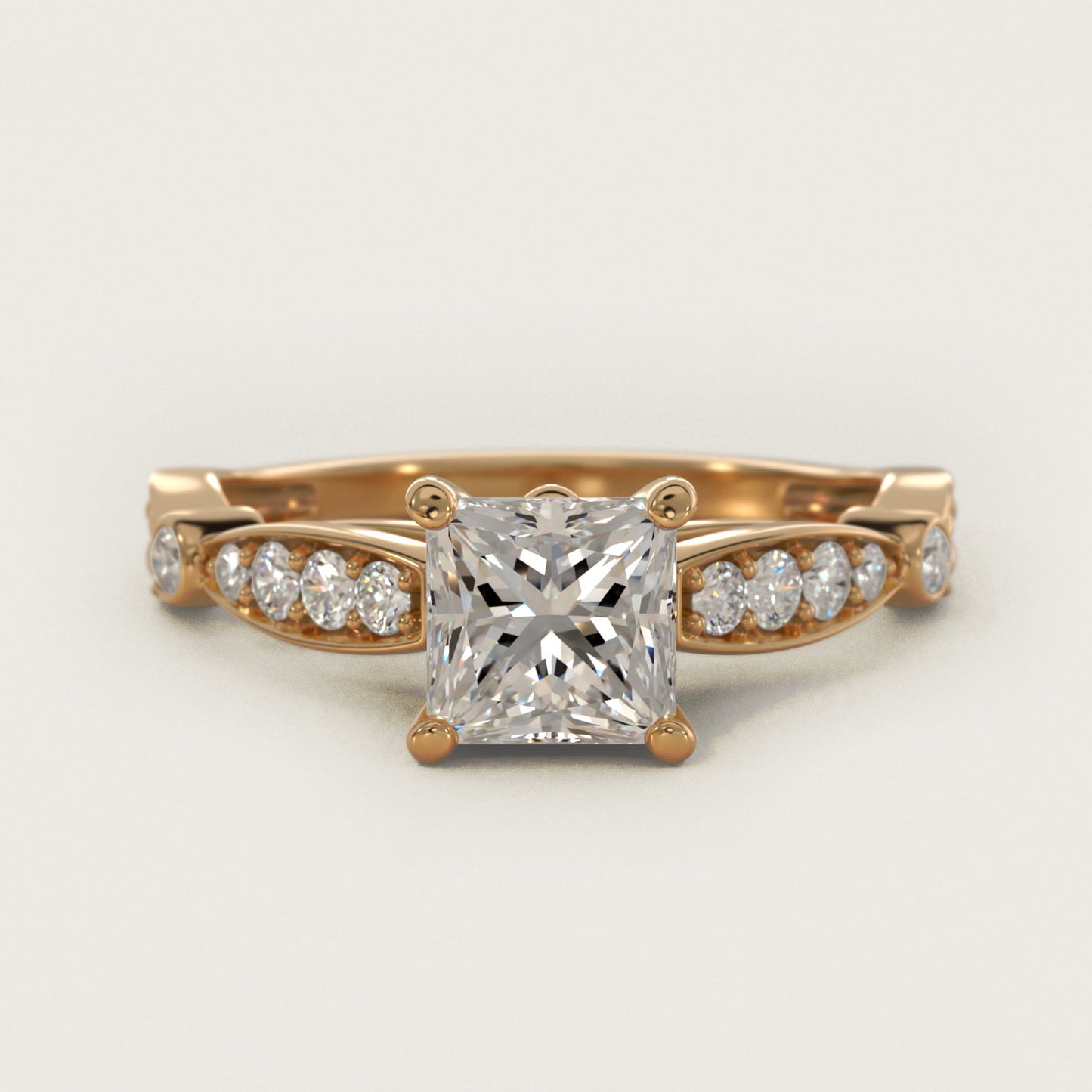 Embossed Vintage-Style Engagement Ring In 14K Yellow Gold By James Allen - Princess Center