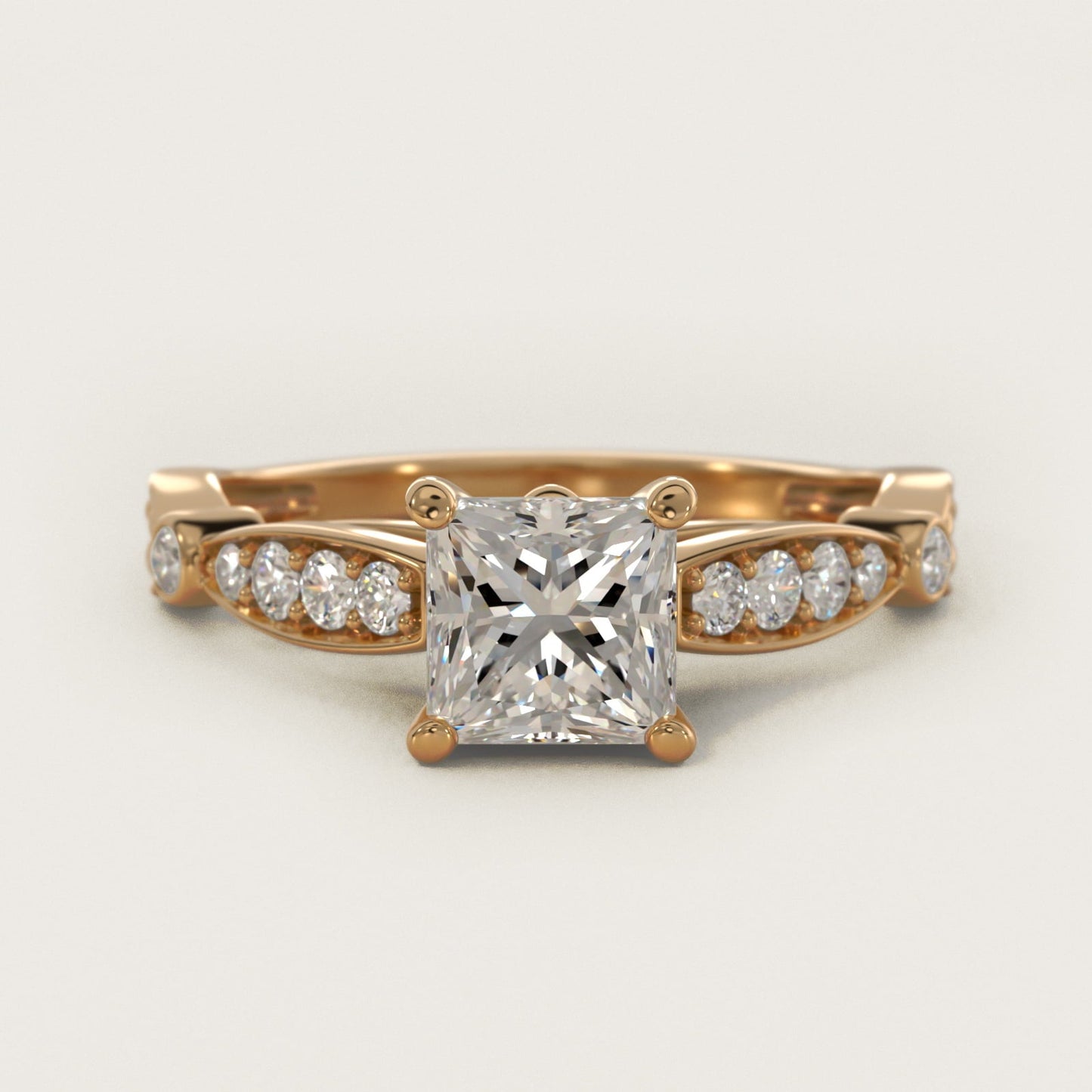 Embossed Vintage-Style Engagement Ring In 18k Yellow Gold By James Allen - Princess Center