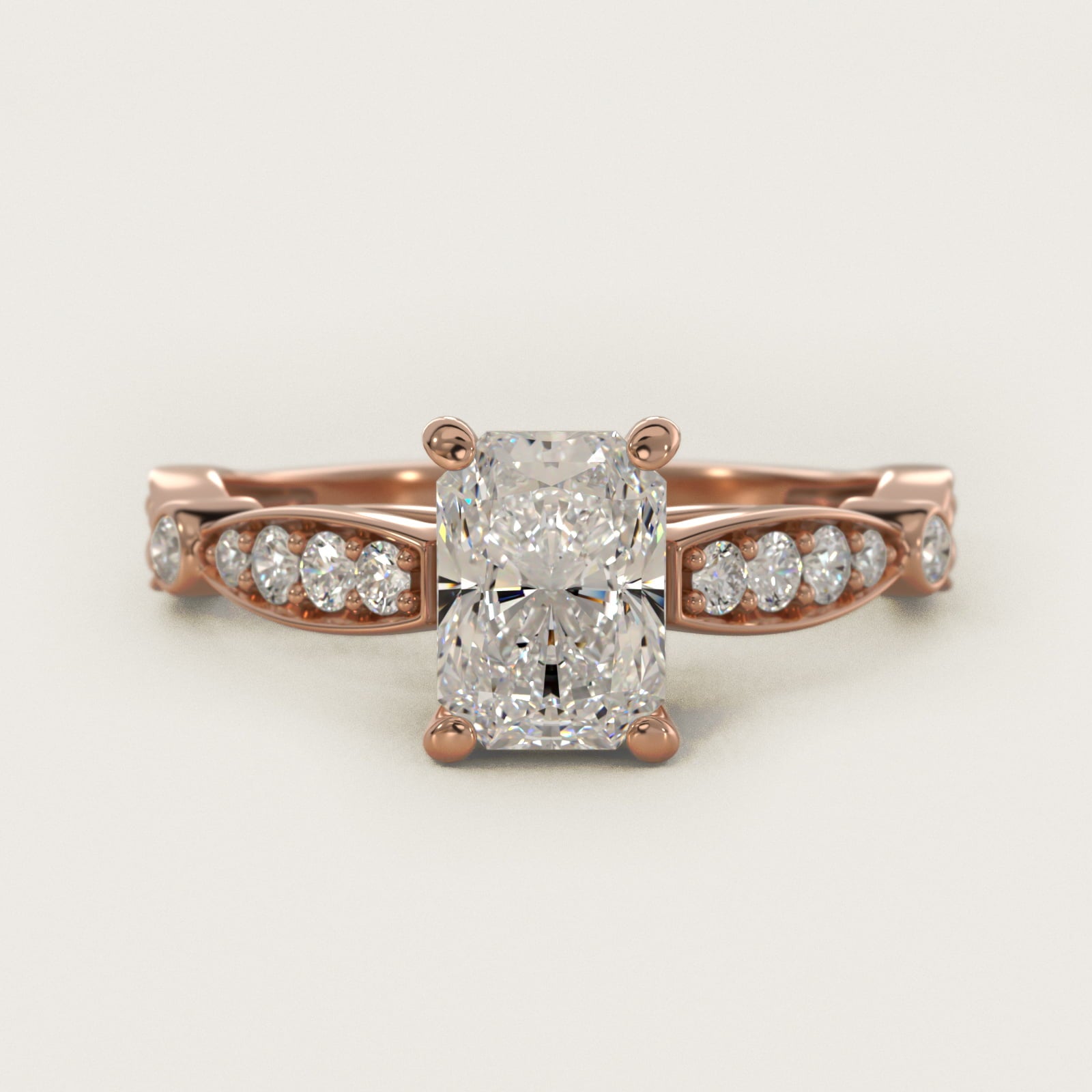 Embossed Vintage-Style Engagement Ring In 14K Rose Gold By James Allen - Radiant Center