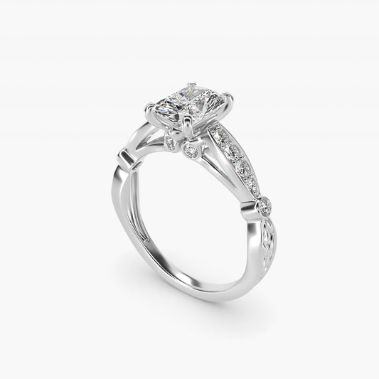 Embossed Vintage-Style Engagement Ring In 14K White Gold By James Allen - Radiant Center