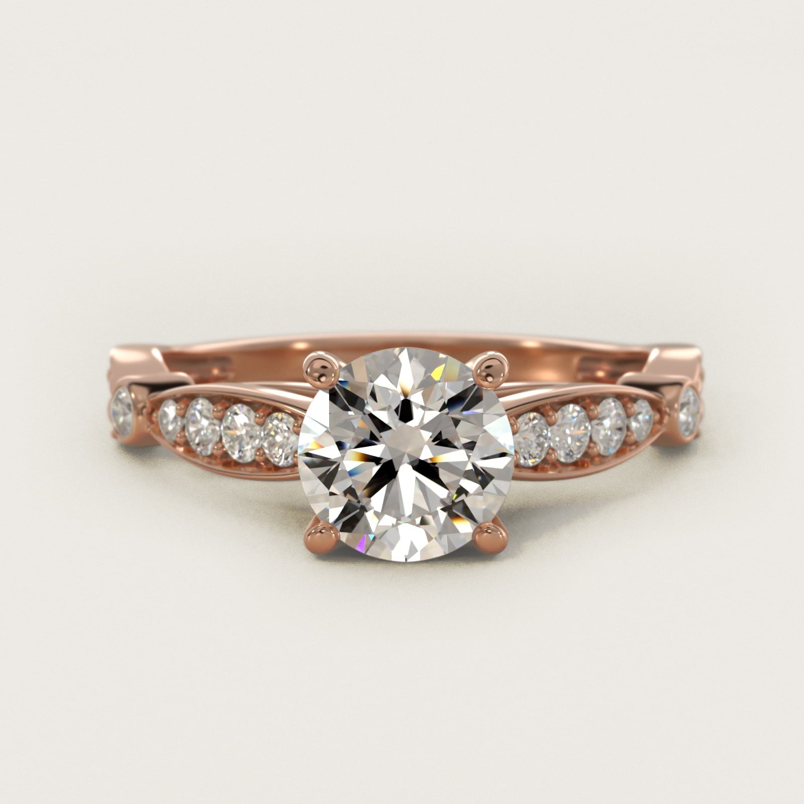 Embossed Vintage-Style Engagement Ring In 18k Rose Gold By James Allen - Round Center