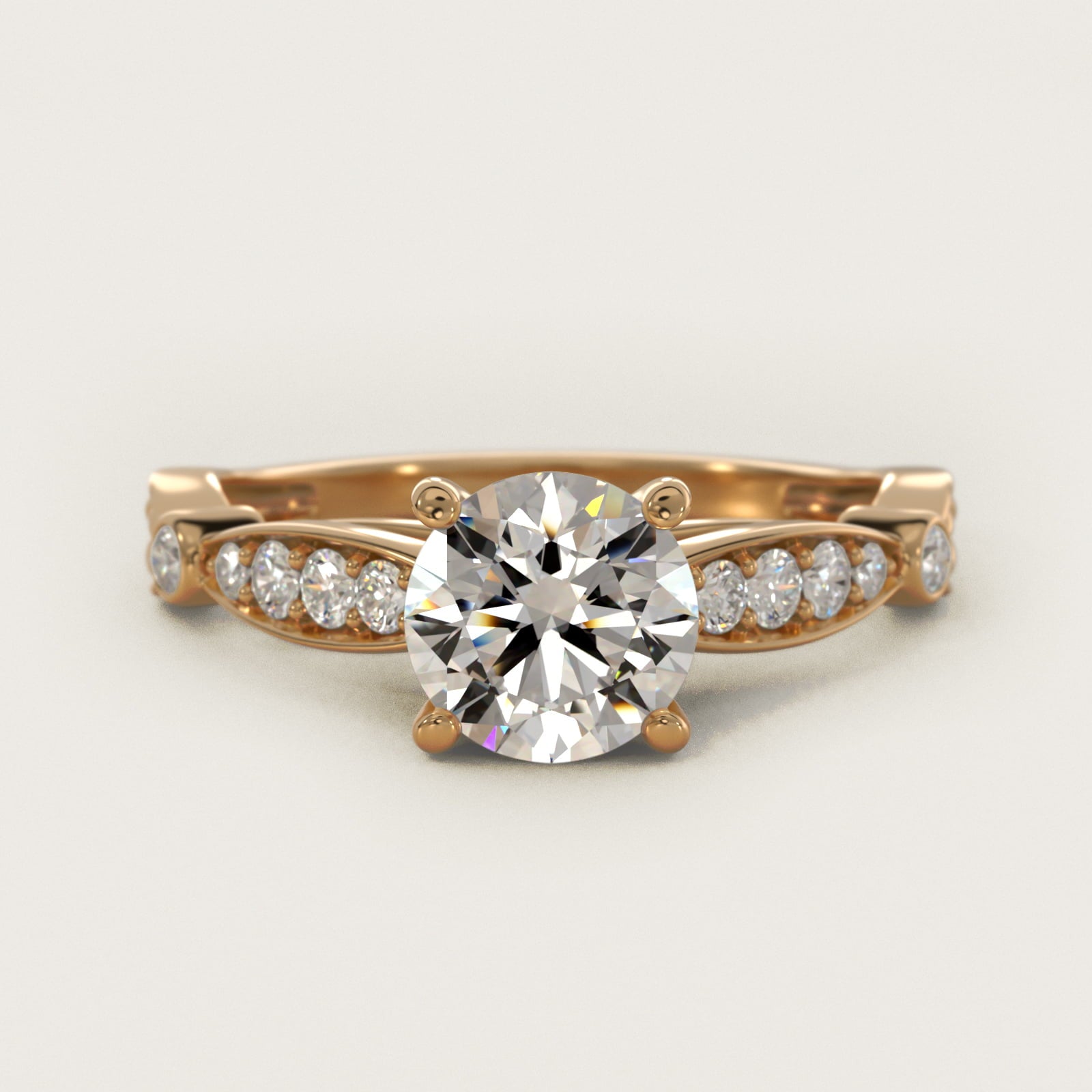 Embossed Vintage-Style Engagement Ring In 14K Yellow Gold By James Allen - Round Center