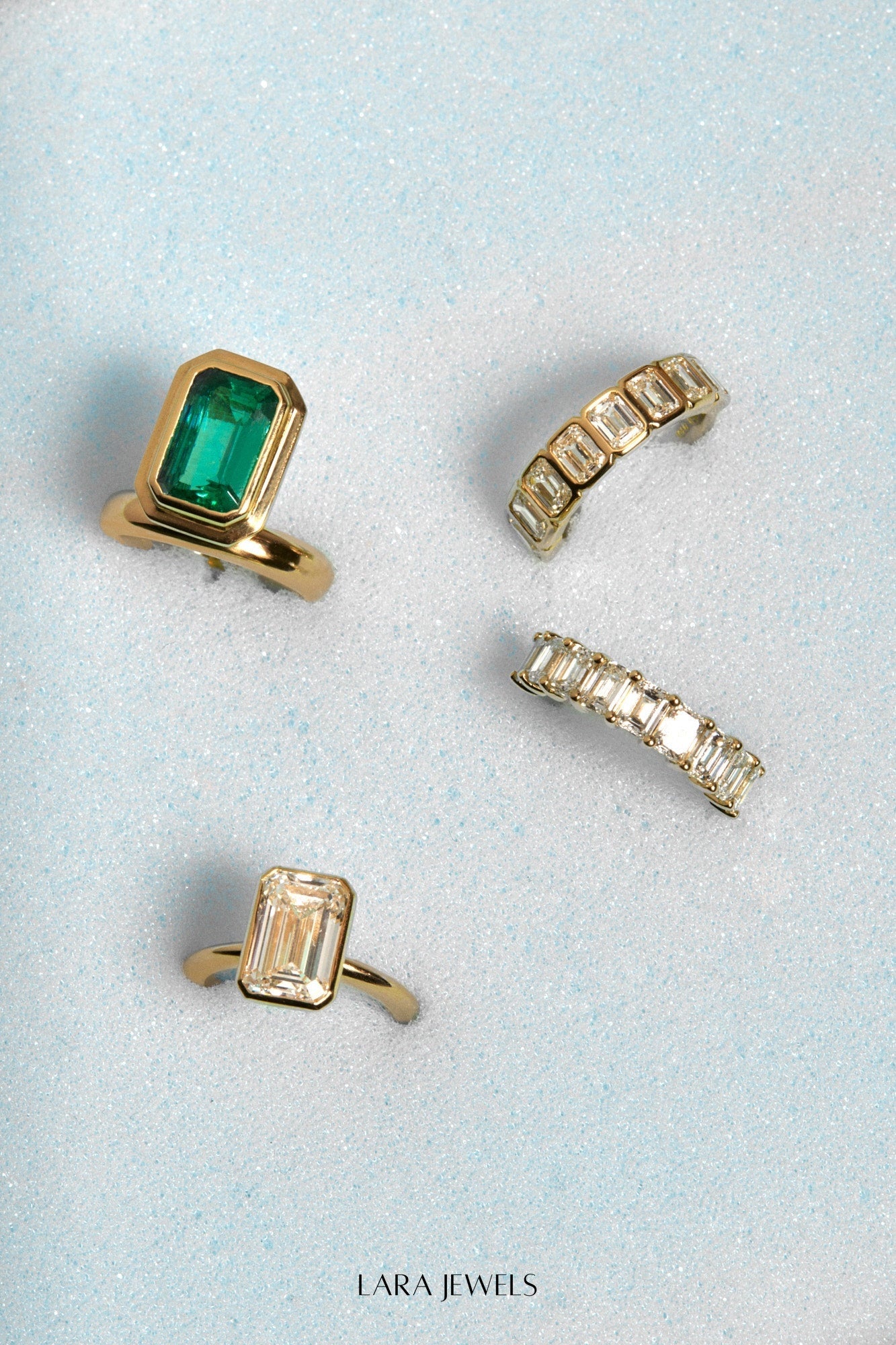 Emerald Bezel Ring 18K Gold - On model