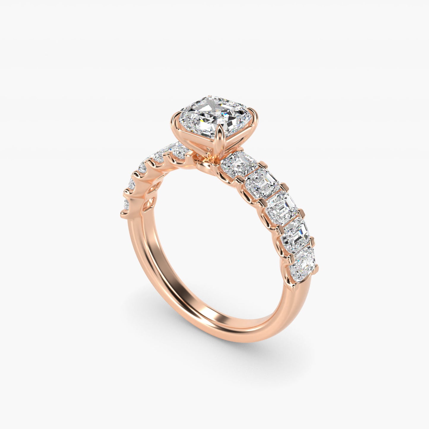 Emerald-Cut Diamond Engagement Ring in 18k Rose Gold - Asscher Center
