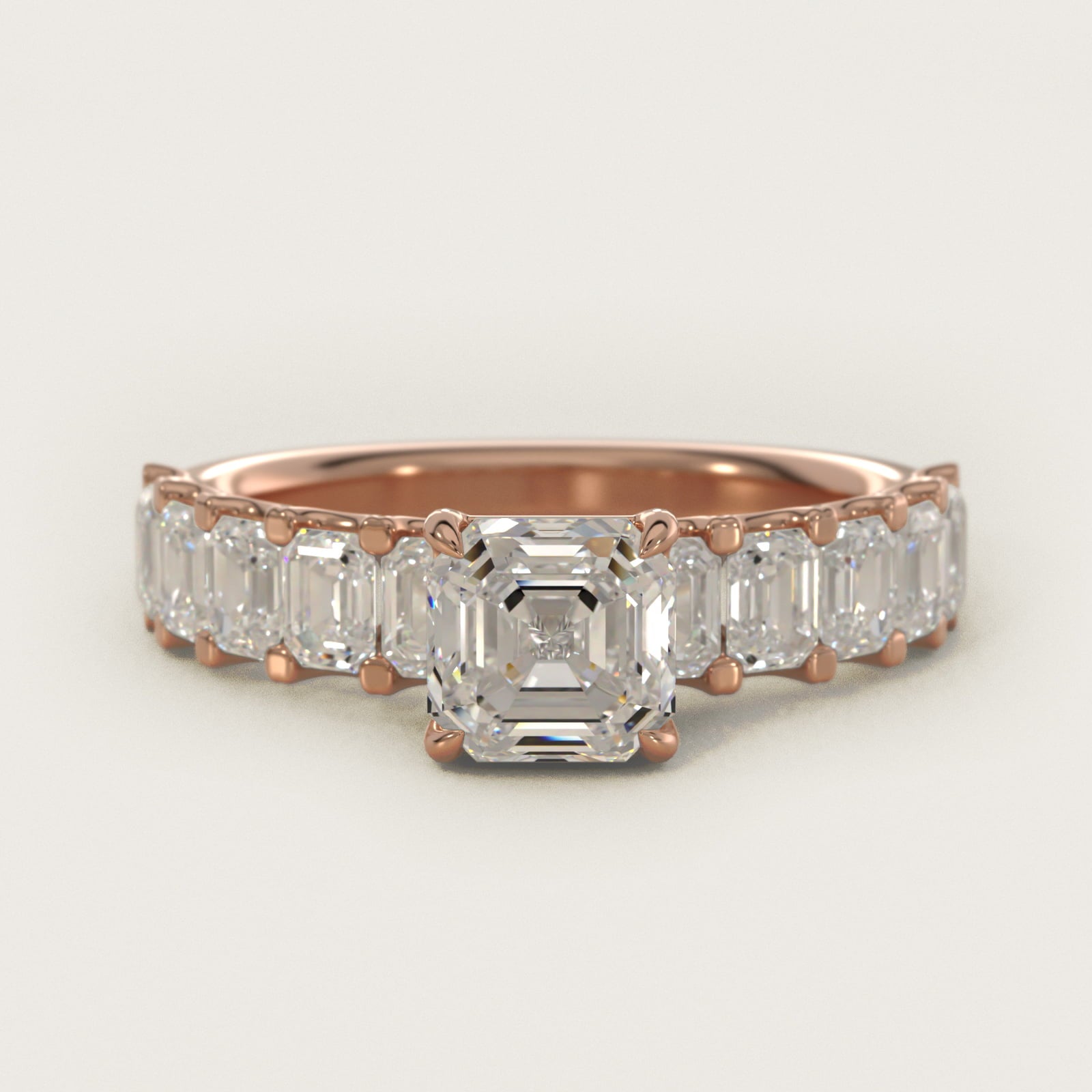 Emerald-Cut Diamond Engagement Ring in 18k Rose Gold - Asscher Center