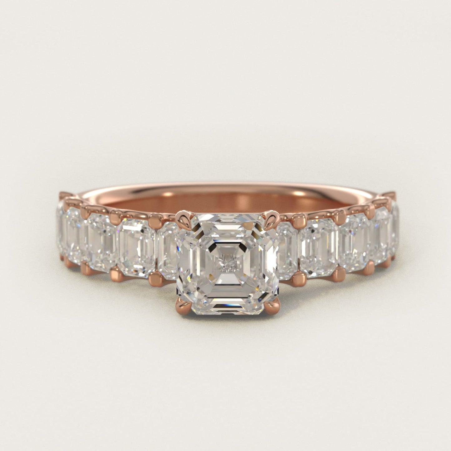 Emerald-Cut Diamond Engagement Ring in 14k Rose Gold - Asscher Center