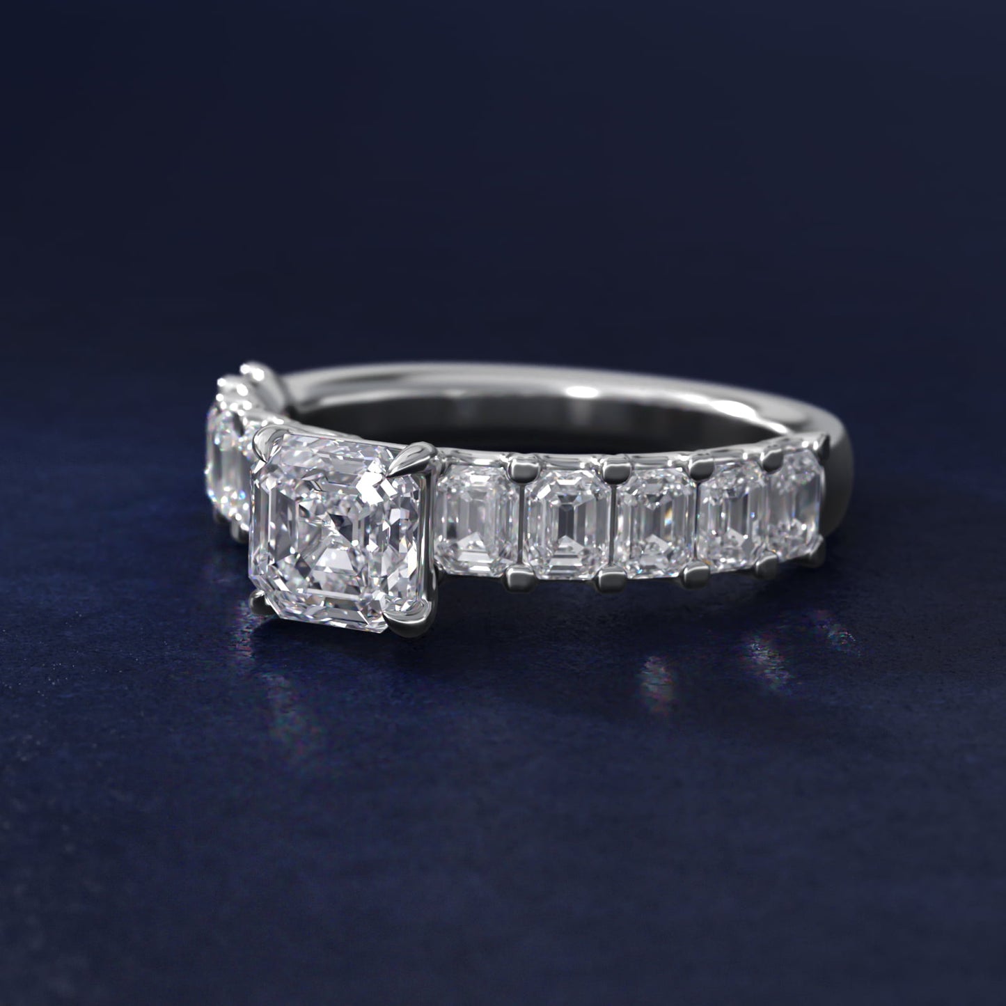 Emerald-Cut Diamond Engagement Ring in 18k White Gold - Asscher Center