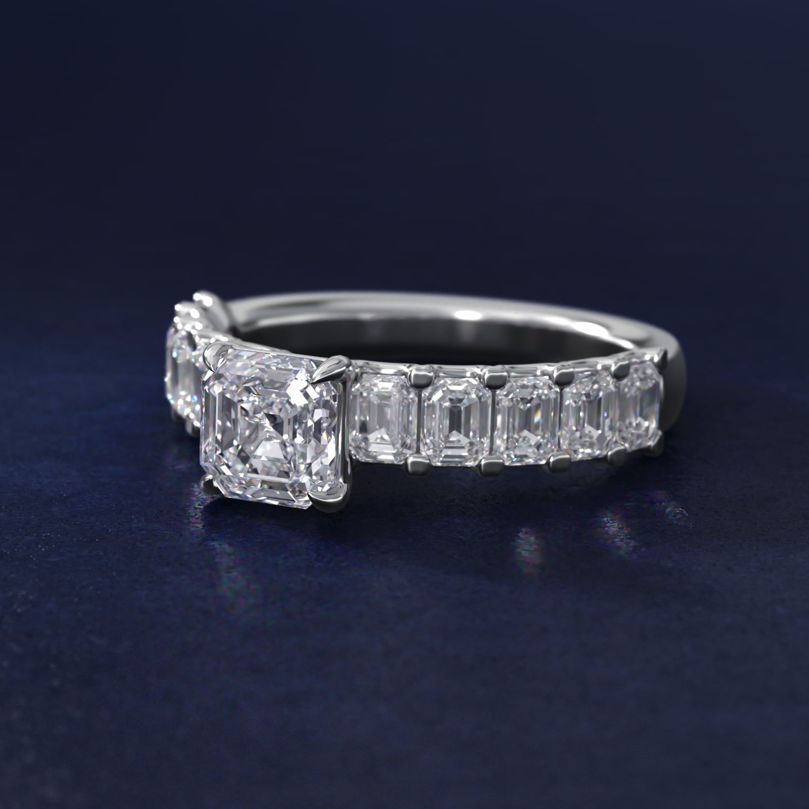 Emerald-Cut Diamond Engagement Ring in 18k White Gold - Asscher Center