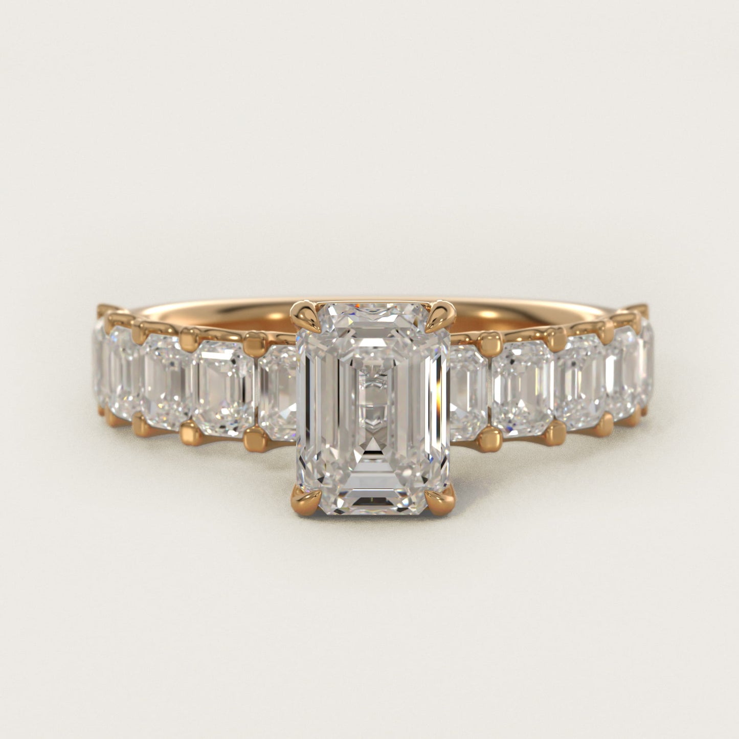 Emerald-Cut Diamond Engagement Ring in 18k Yellow Gold - Emerald Center