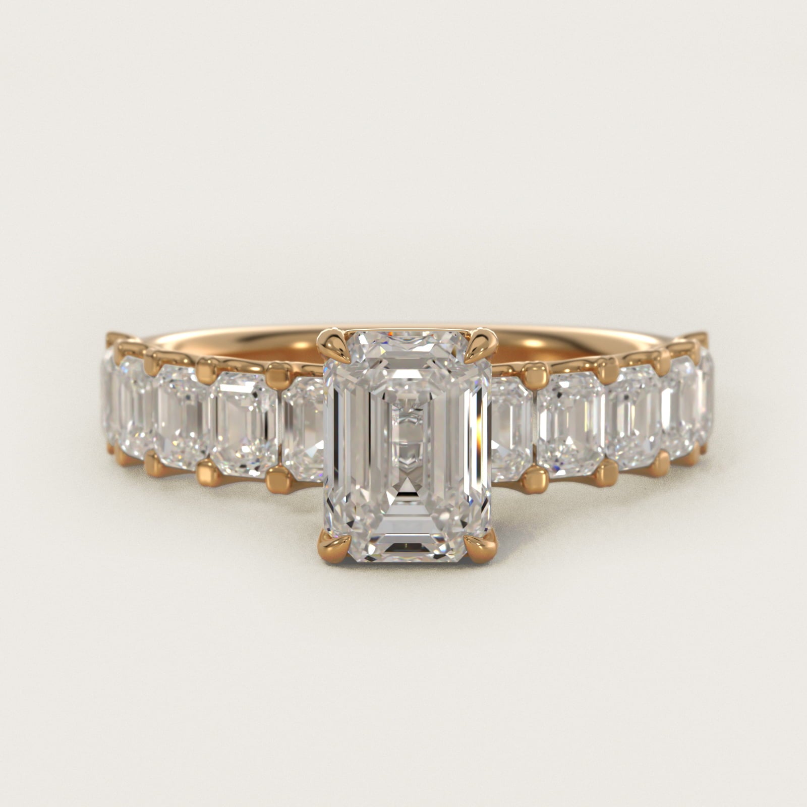 Emerald-Cut Diamond Engagement Ring in 14k Yellow Gold - Emerald Center