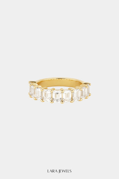 Emerald Diamond Half Band | Gold