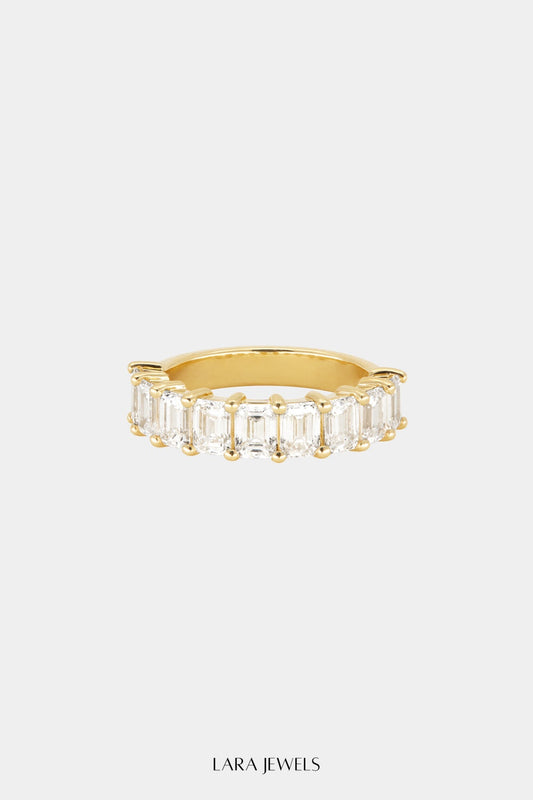 Emerald Diamond Half Band | Gold