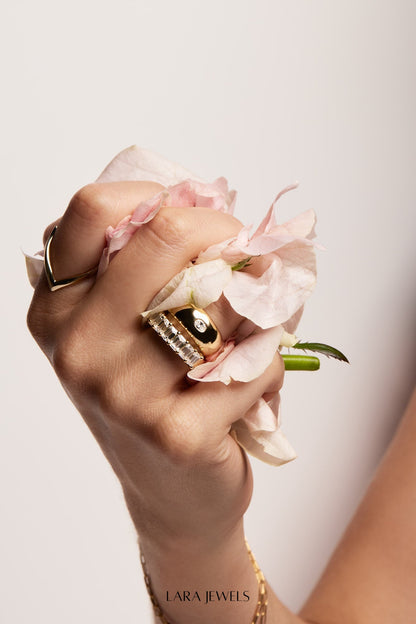 Emerald Diamond Half Band Gold - Lifestyle