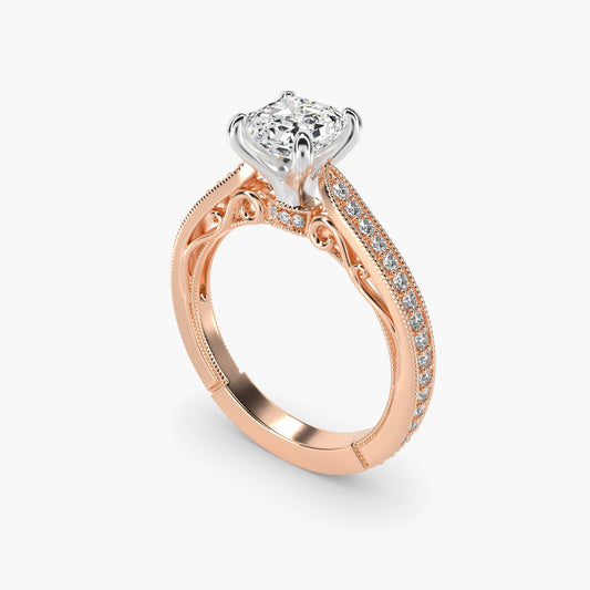 Enchanted Scroll Vintage-Style Engagement Ring In 14K Rose Gold By James Allen - Asscher Center