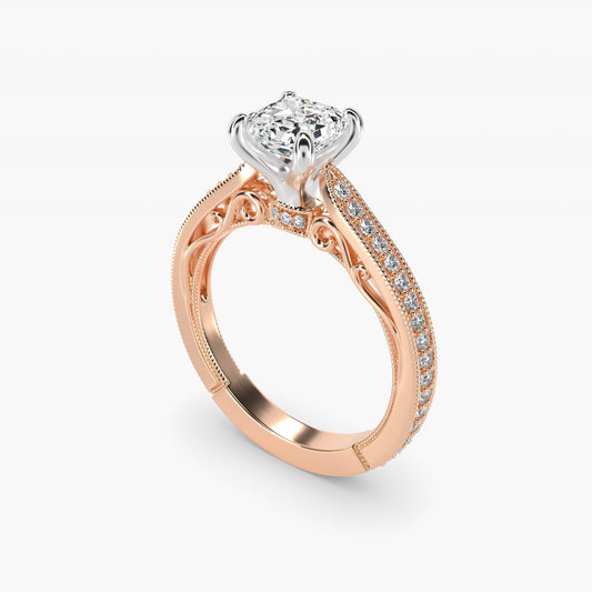 Enchanted Scroll Vintage-Style Engagement Ring In 18k Rose Gold By James Allen - Asscher Center