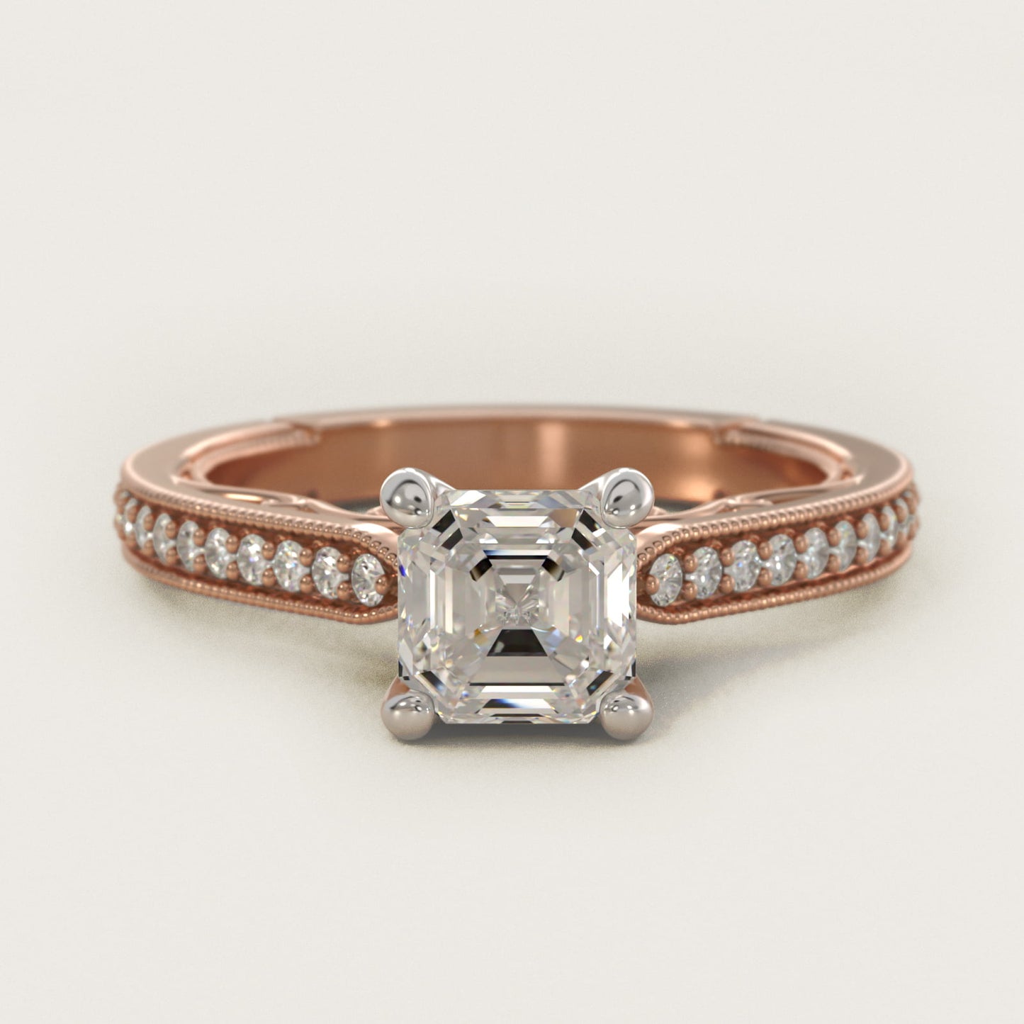 Enchanted Scroll Vintage-Style Engagement Ring In 14K Rose Gold By James Allen - Asscher Center