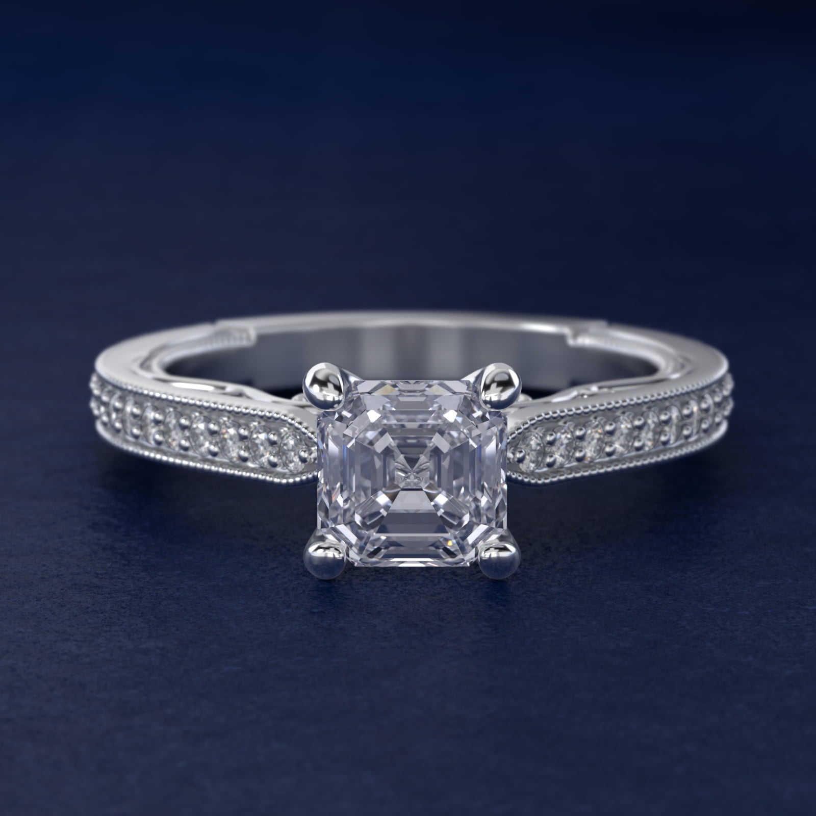 Enchanted Scroll Vintage-Style Engagement Ring In 14K White Gold By James Allen - Asscher Center