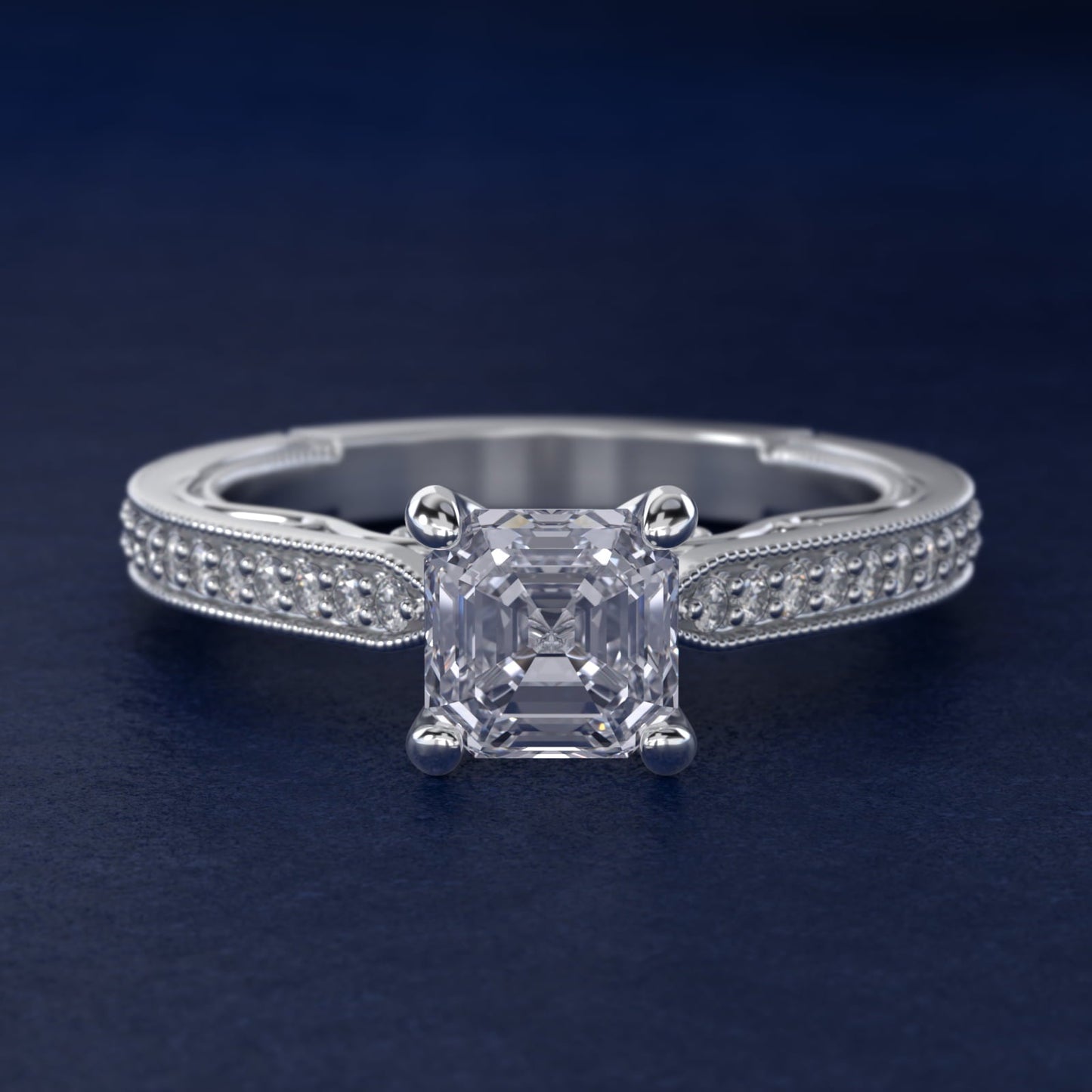 Enchanted Scroll Vintage-Style Engagement Ring In 18k White Gold By James Allen - Asscher Center