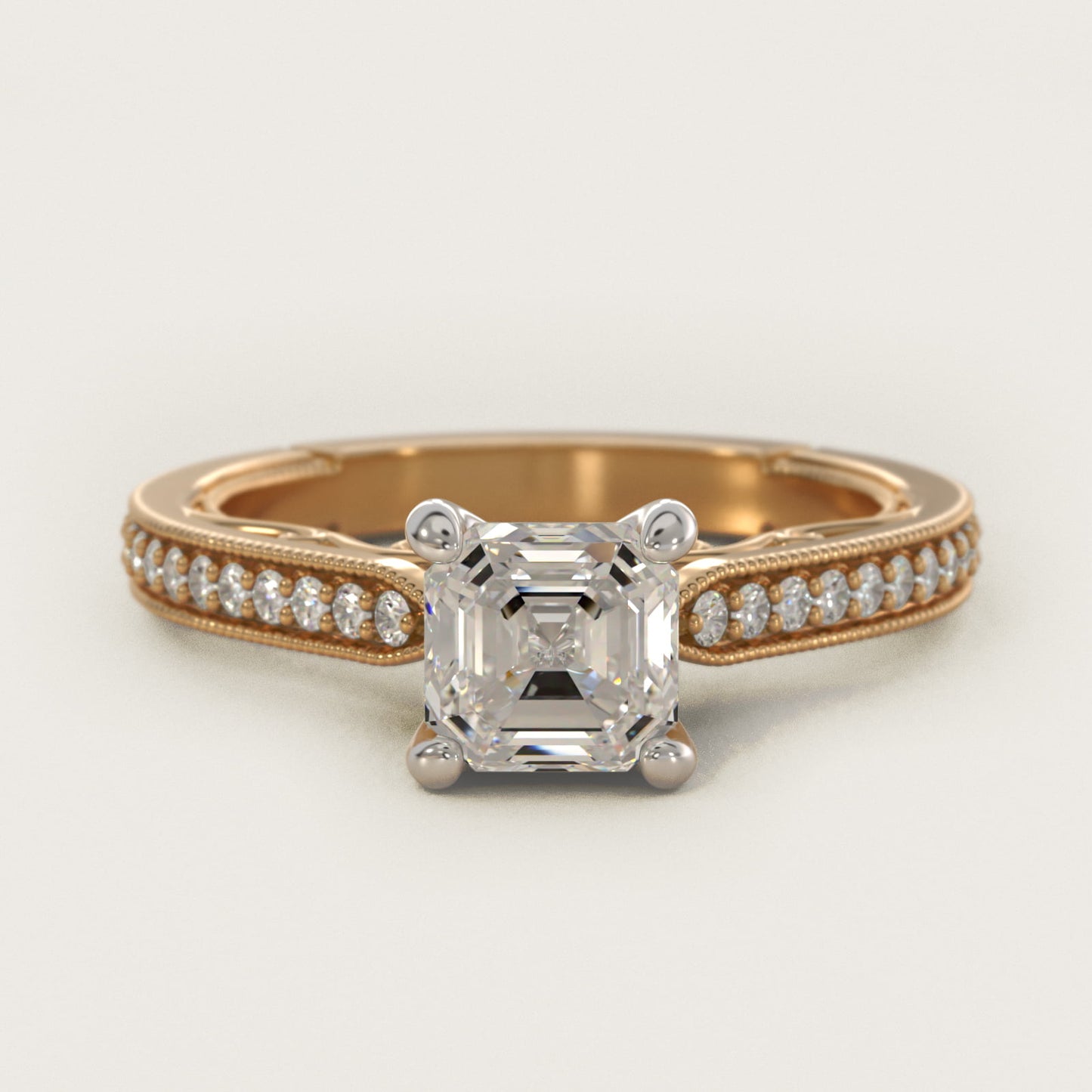 Enchanted Scroll Vintage-Style Engagement Ring In 14K Yellow Gold By James Allen - Asscher Center