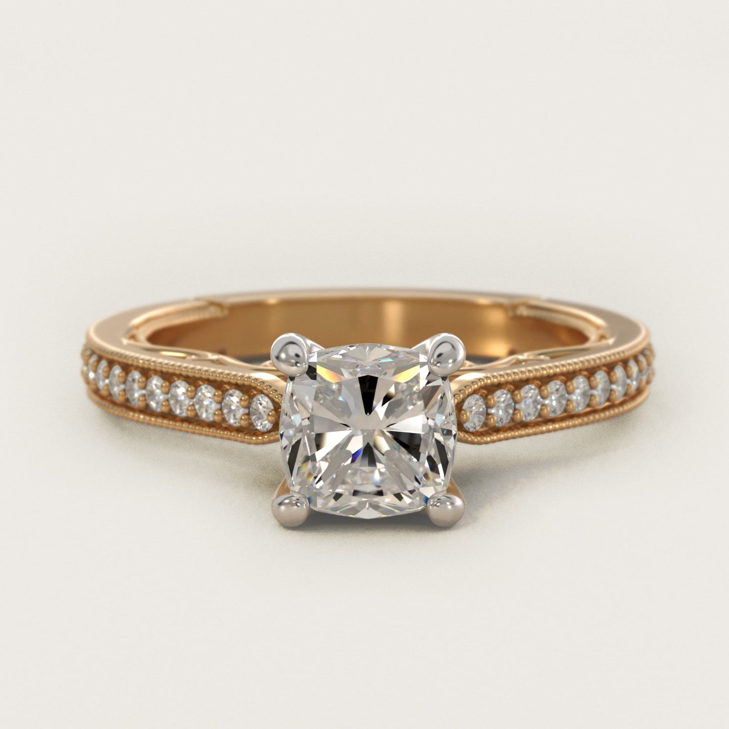 Enchanted Scroll Vintage-Style Engagement Ring In 14K Yellow Gold By James Allen - Cushion Center