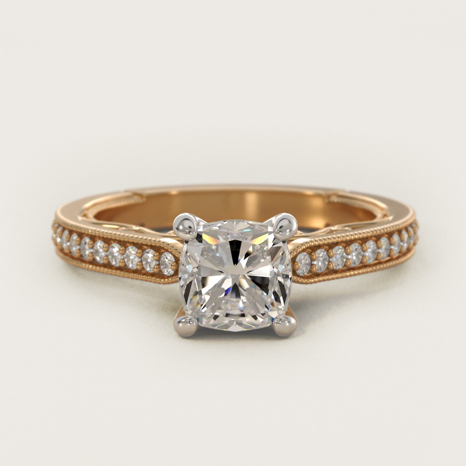 Enchanted Scroll Vintage-Style Engagement Ring In 18k Yellow Gold By James Allen - Cushion Center
